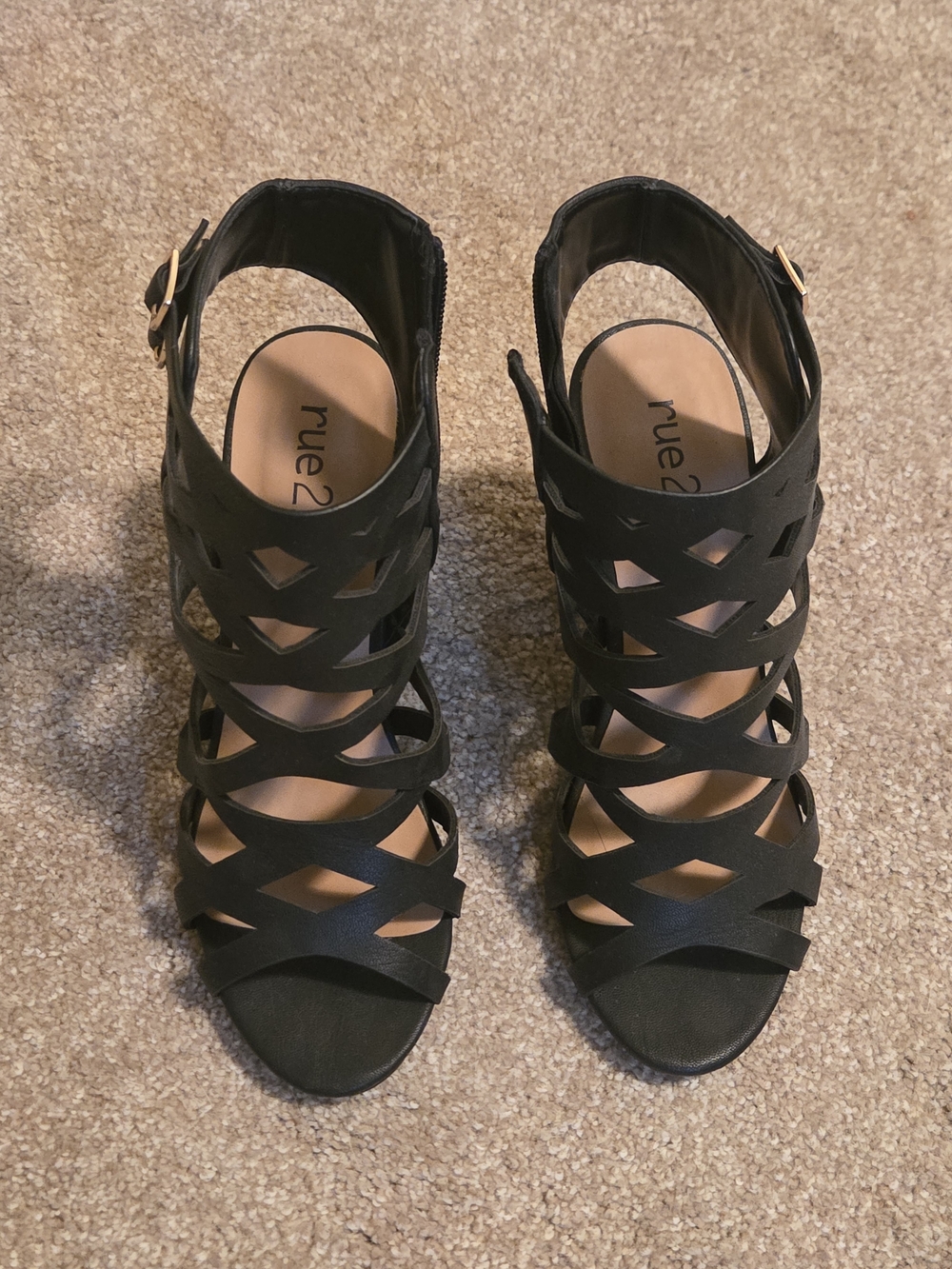 rue21 Black Cage Strappy High Heel Sandals